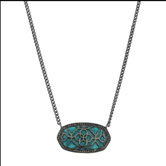 RARE KENDRA SCOTT • Gunmetal Dylan Turquoise Necklace - Picture 6 of 14